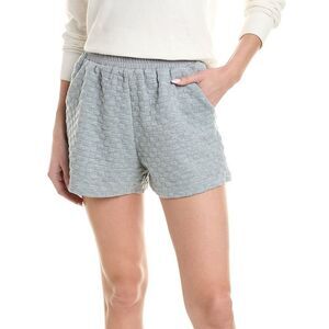 Isla Ciel Womens  Textured Check Sweatshort, Grey
